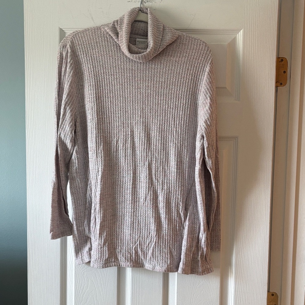 Chico's Light Mauve Ribbed Turtleneck Sweater